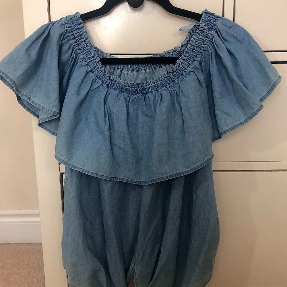 Denim Off the Shoulder Shirt